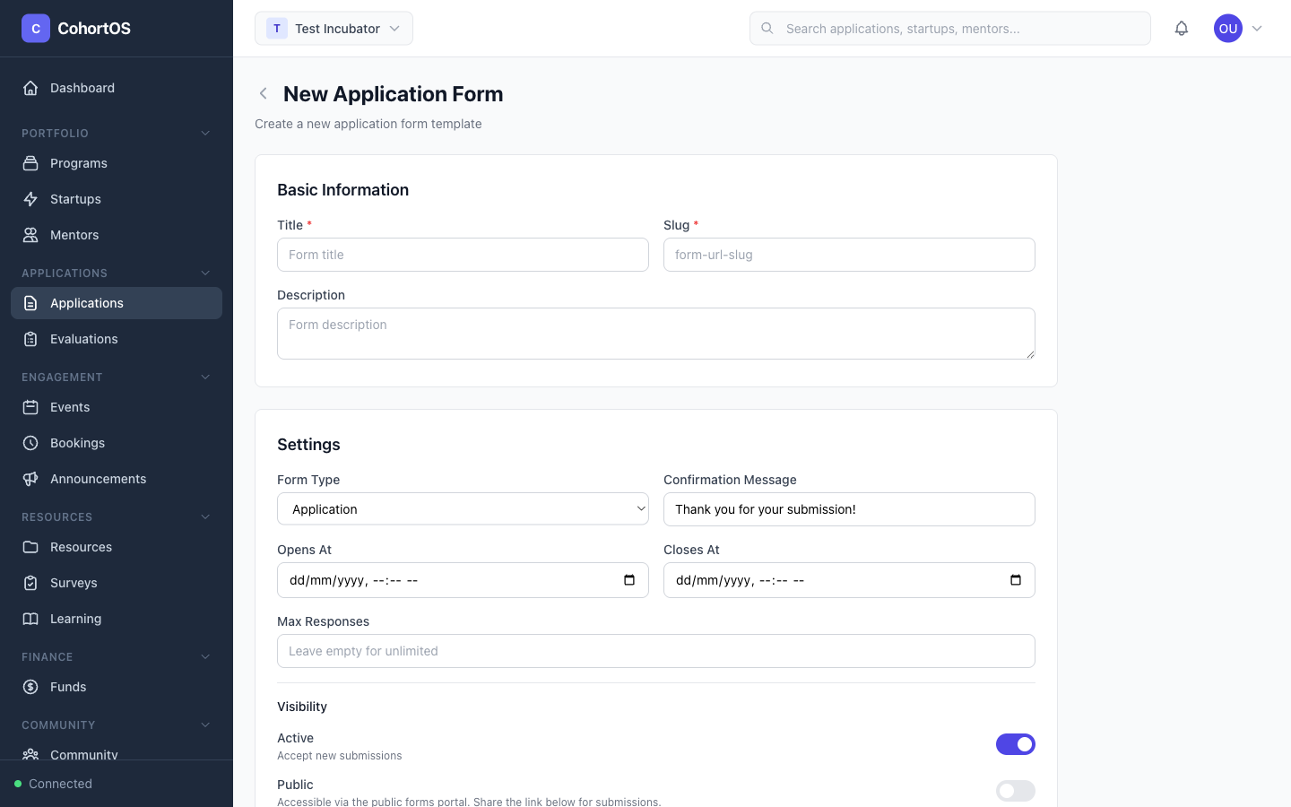 Application form builder