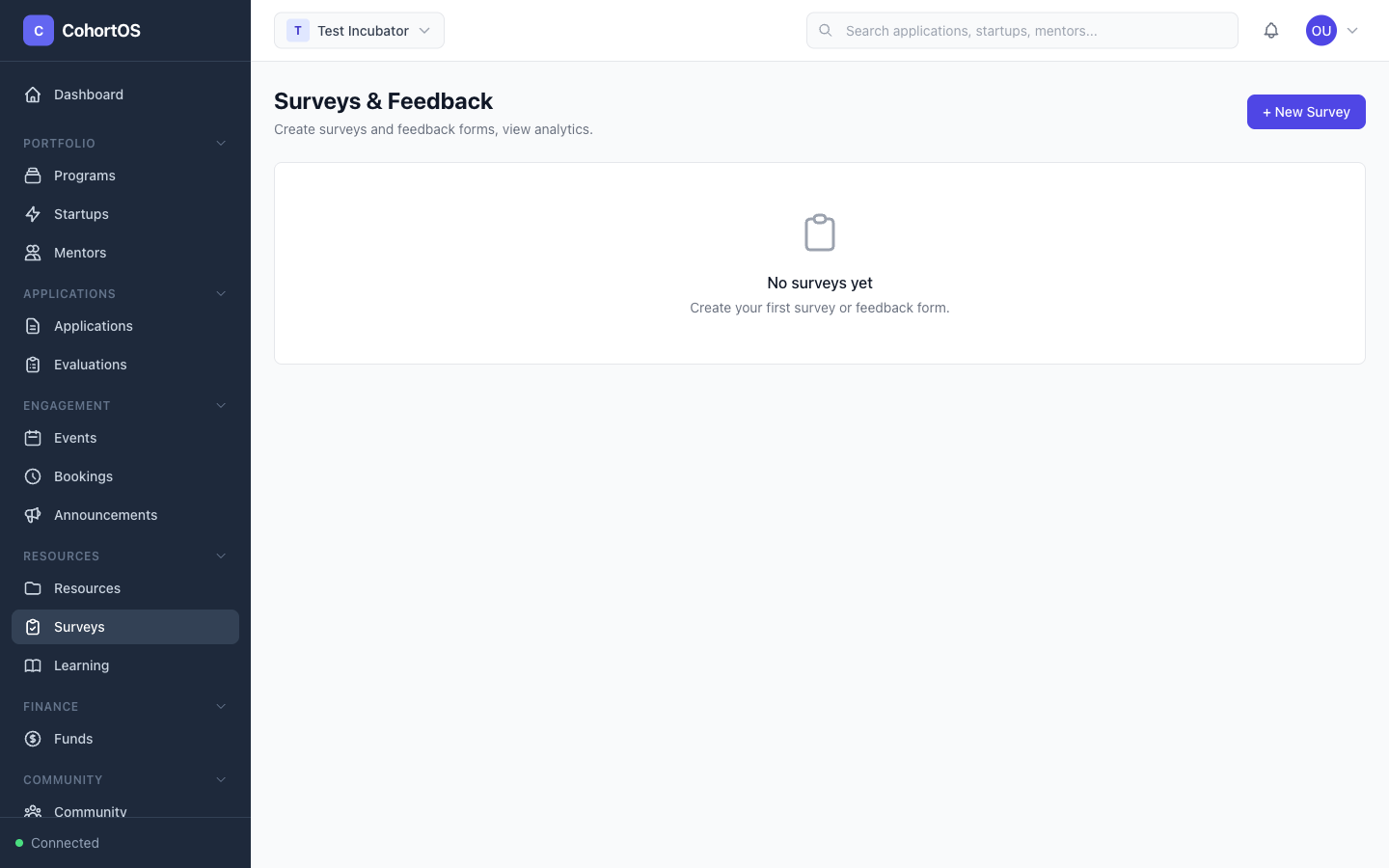 Surveys management view
