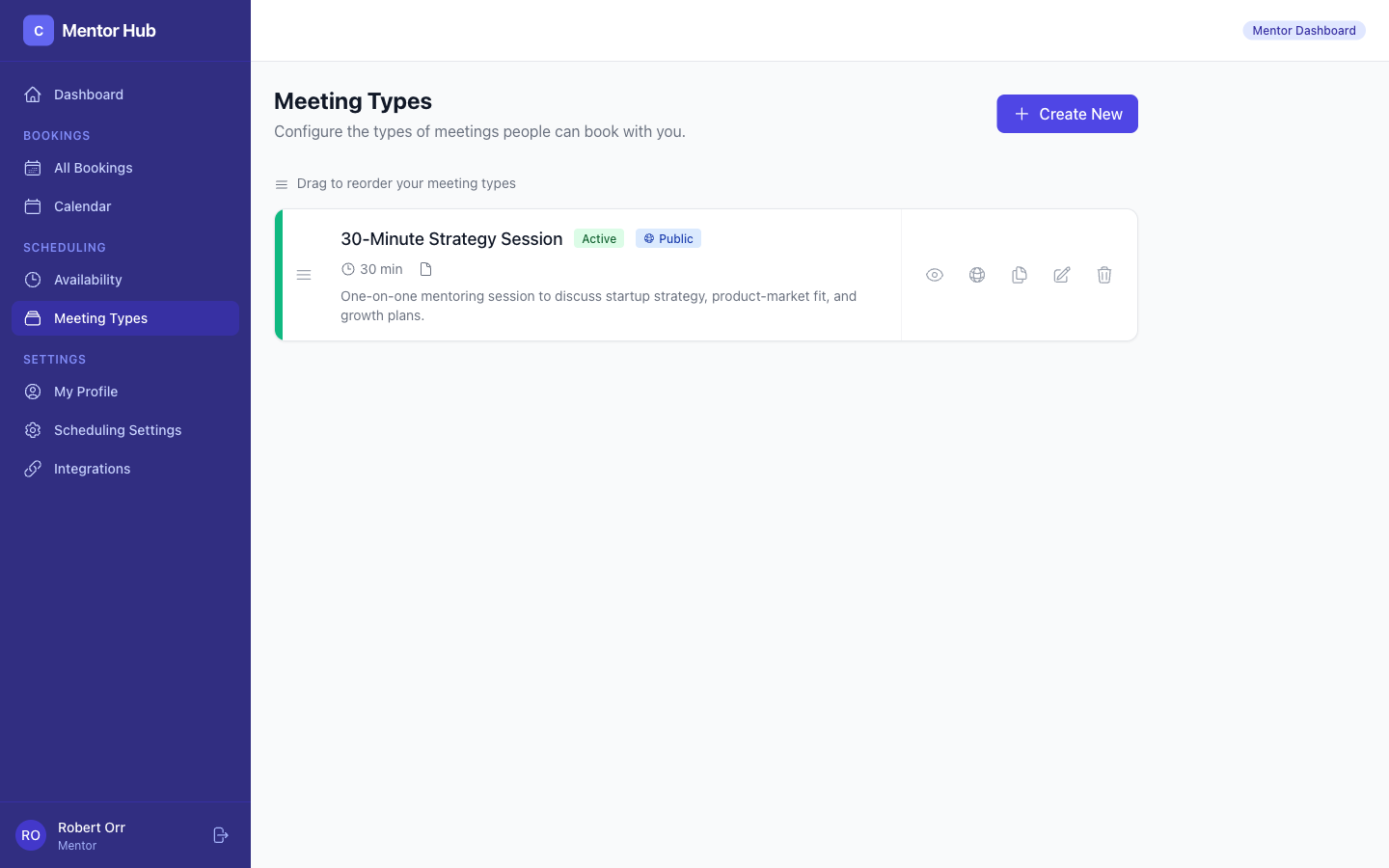Meeting types configuration