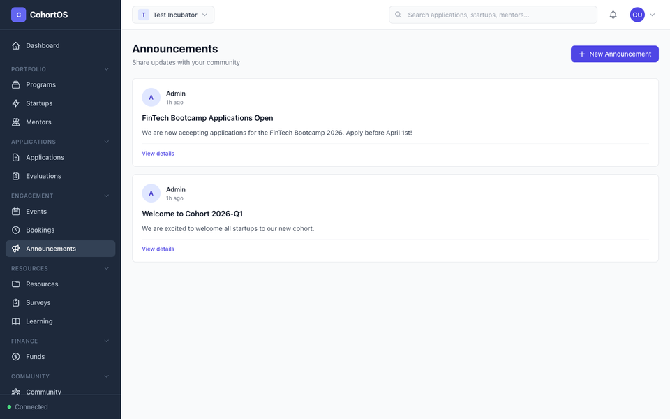 Sending Announcements & Notifications